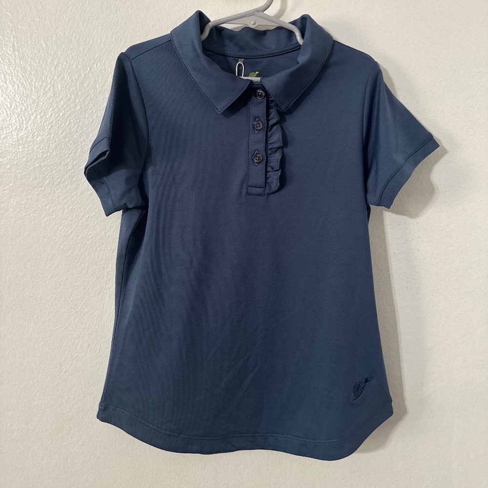 Turtles & Tees Girls Golf & Tennis Cap Sleeve Polo Size Small Navy Blue NWT
